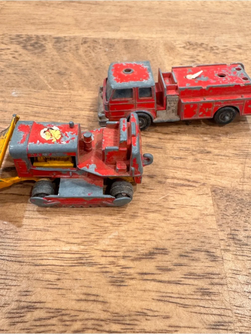 Vintage Matchbox Lesney Vehicles Set of 2 Fire Truck Tractor Bulldozer